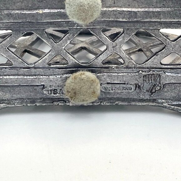 Vtg Metzke Pewter Heart & Roses Napkin Desk Letter Holder USA Retro Metallic - Picture 5 of 6